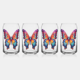 Vaso Con Forma De Lata Mariposa Azul Naranja Alas