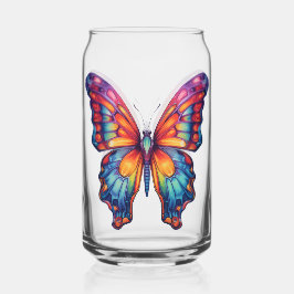 Vaso Con Forma De Lata Mariposa Azul Naranja Alas