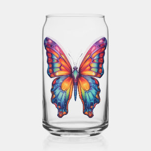 Vaso Con Forma De Lata Mariposa Azul Naranja Alas