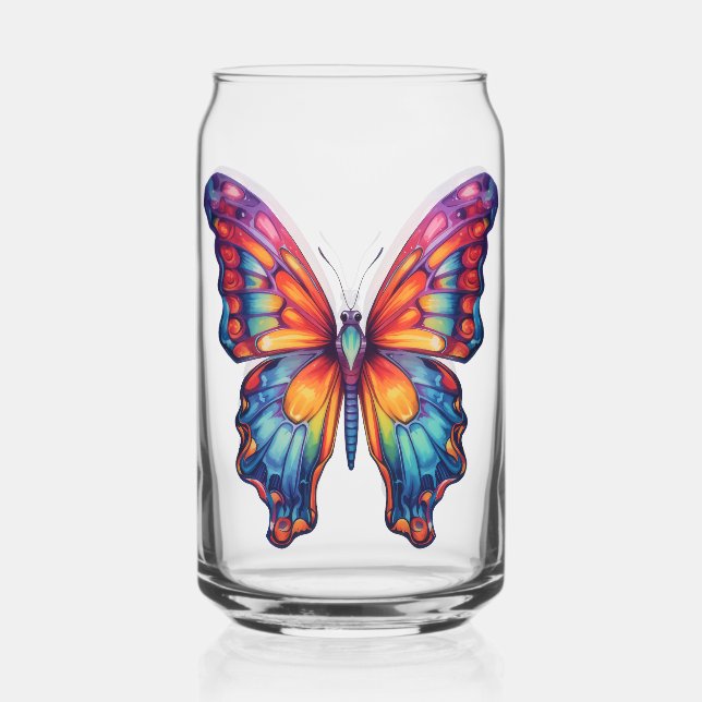 Vaso Con Forma De Lata Mariposa Azul Naranja Alas (Anverso)
