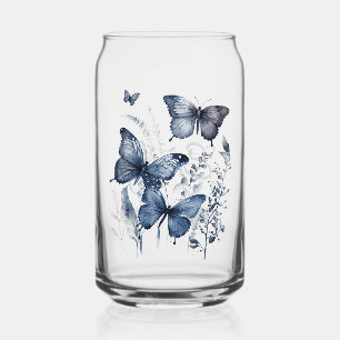 Vaso Con Forma De Lata Mariposas de arte Delft azules y blancas con flore