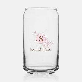 Vaso Con Forma De Lata Mariposas rosadas personalizadas