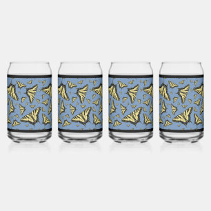 Vaso Con Forma De Lata Mariposas Swallowtail del suroeste amarillo azul