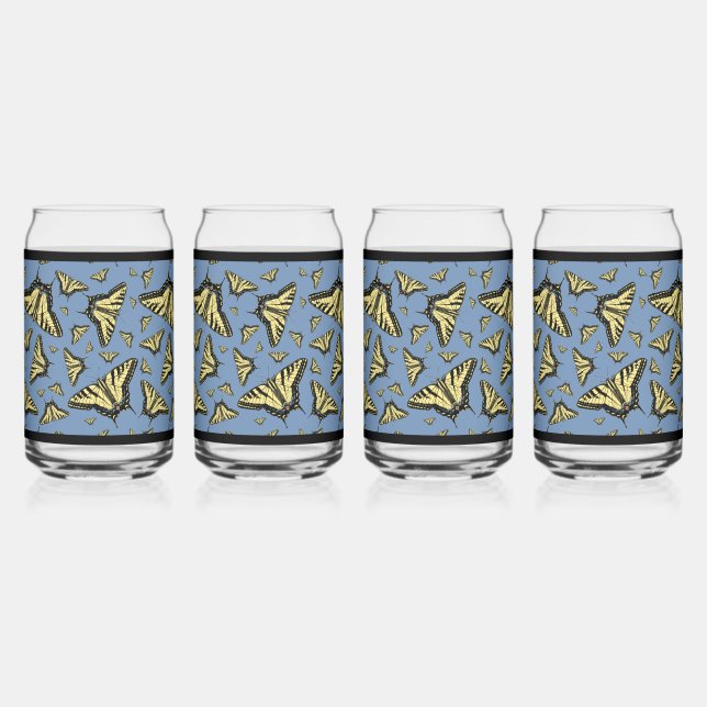 Vaso Con Forma De Lata Mariposas Swallowtail del suroeste amarillo azul (Anverso)