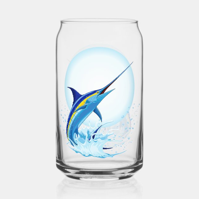 Vaso Con Forma De Lata Marlín Azul Saltando fuera del Océano (Anverso)