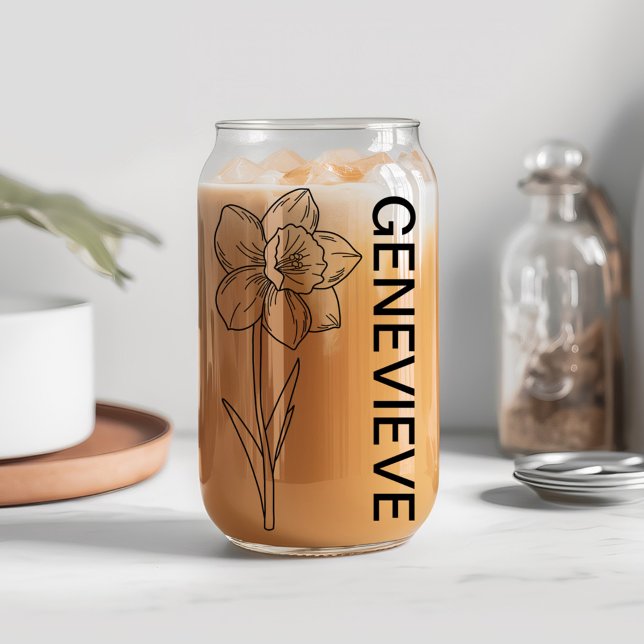 Vaso Con Forma De Lata Marzo Nacimiento Flor Daffodil con nombre personal (Subido por el creador)