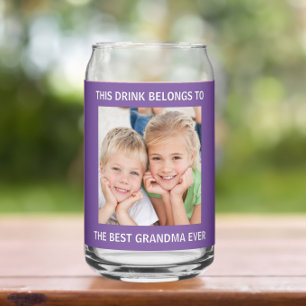 Vaso Con Forma De Lata Mejor Abuela Personalizada Foto Púrpura