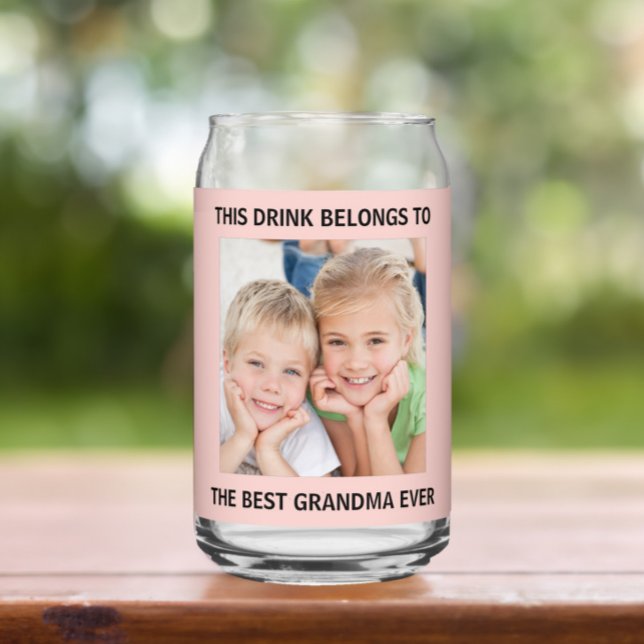 Vaso Con Forma De Lata Mejor Abuela Personalizada Foto Rosa (Subido por el creador)