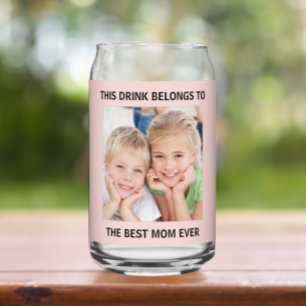 Vaso Con Forma De Lata Mejor foto de mamá jamás personalizada Rosa