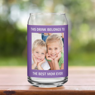 Vaso Con Forma De Lata Mejor Madre Personalizada Foto Púrpura
