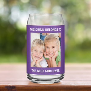Vaso Con Forma De Lata Mejor Mamá personalizada Foto Púrpura