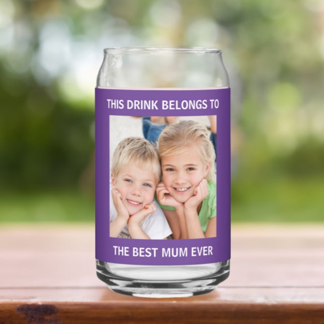 Vaso Con Forma De Lata Mejor Mamá personalizada Foto Púrpura (Subido por el creador)
