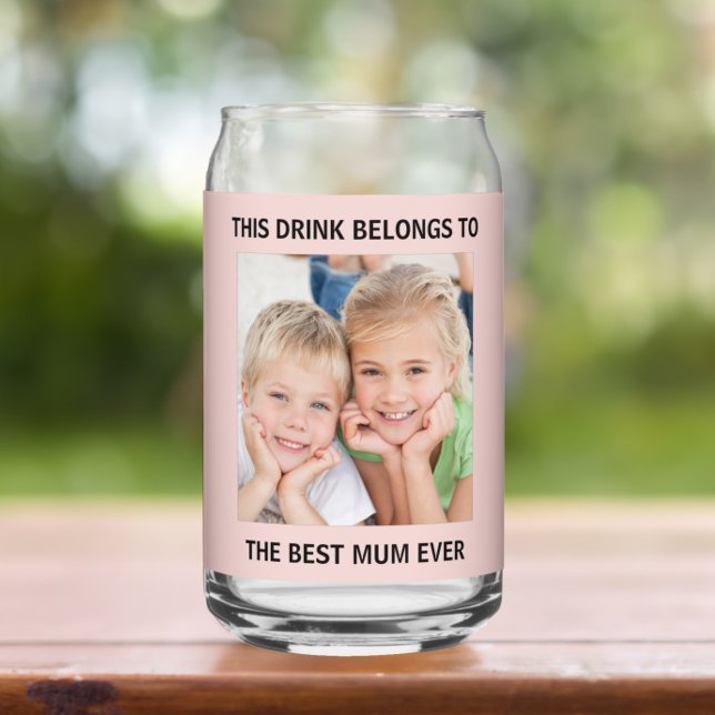 Vaso Con Forma De Lata Mejor Mamá personalizada Foto Rosa (Subido por el creador)