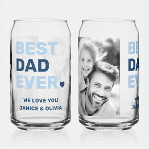 Vaso Con Forma De Lata Mejor padre siempre corazón azul foto del día de l
