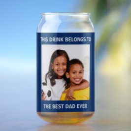 Vaso Con Forma De Lata Mejor Papa nunca foto azul personalizado