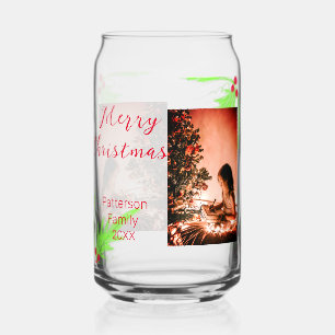 Vaso Con Forma De Lata Merry Bright Navidades agregan nombre de familia a