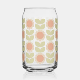 Vaso Con Forma De Lata  Mid-Century Pastel Pink Retro Floral Pattern