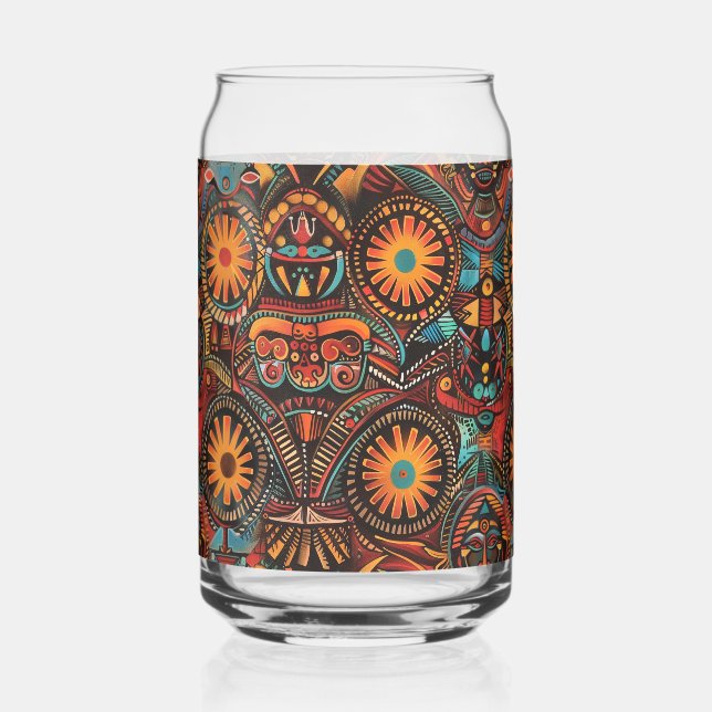 Vaso Con Forma De Lata Moda Azul "Impresión Ancestral Inmediata" Impresa (Anverso)