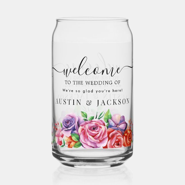 Vaso Con Forma De Lata Modern Elegant Script Wedding Welcome (Anverso)