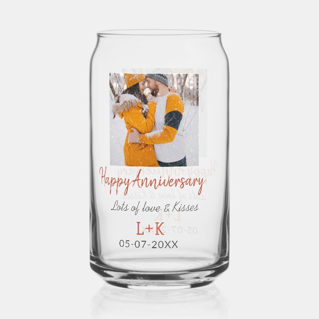 Vaso Con Forma De Lata Moderno boho feliz aniversario añadir nombre de fe (Anverso)