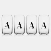 Moderno Monograma Negro Primer Can Glass Set