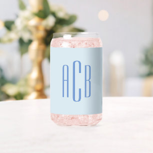Vaso Con Forma De Lata Monograma Azul Simple de Tres Letras