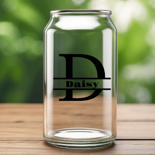 Vaso Con Forma De Lata Monograma de la letra minimalista D y nombre perso