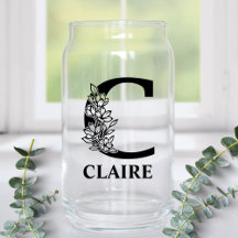 Monograma de letra C floral y nombre personalizado
