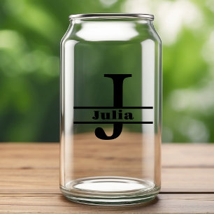 Vaso Con Forma De Lata Monograma de letra J minimalista y nombre personal