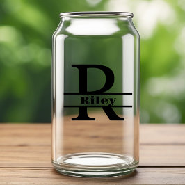 Vaso Con Forma De Lata Monograma de letra R minimalista y nombre personal