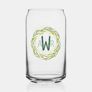 Vaso Con Forma De Lata Monograma de marco de verde acuarela ID667