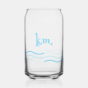 Vaso Con Forma De Lata Monograma de ondas azules
