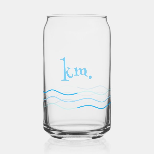 Vaso Con Forma De Lata Monograma de ondas azules (Izquierda)