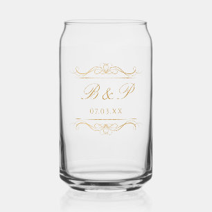 Vaso Con Forma De Lata Monograma de Pareja Moderno y Elegante con Remolin