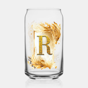 Vaso Con Forma De Lata Monograma dorado R Decorativo