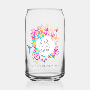 Vaso Con Forma De Lata Monograma Floral Místico Floreciente
