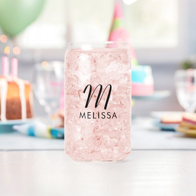 Vaso Con Forma De Lata Monograma inicial personalizado y guión de nombre  (Insitu (Cumpleaños))