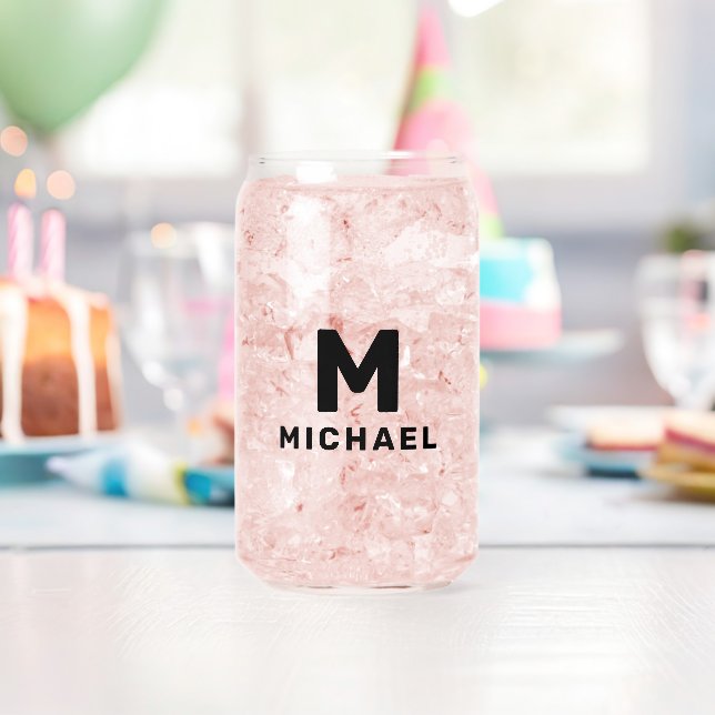 Vaso Con Forma De Lata Monograma inicial personalizado y nombre moderno (Insitu (Cumpleaños))