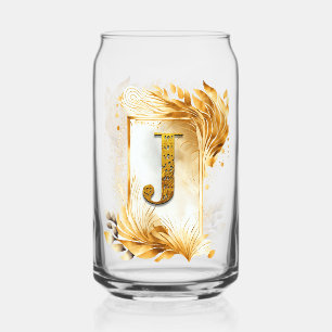 Vaso Con Forma De Lata Monograma J Decorativo con Marco Dorado