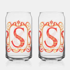 Vaso Con Forma De Lata Monograma Ornamental Antiguo - Capital S