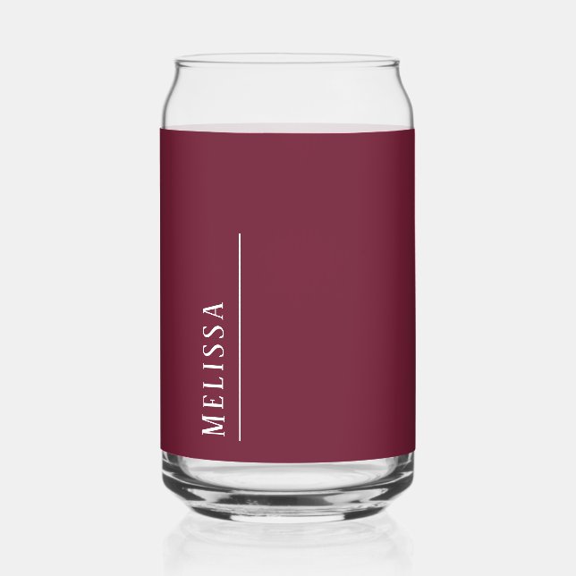 Vaso Con Forma De Lata Monograma personalizado, burdeos modernos (Anverso)
