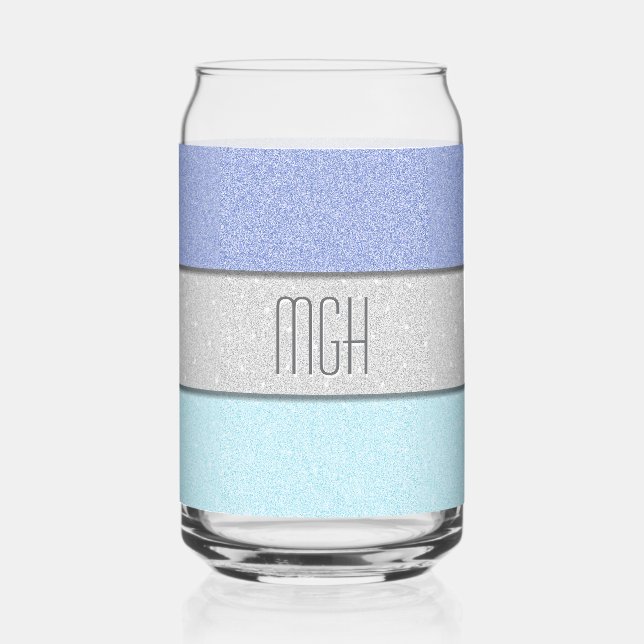 Vaso Con Forma De Lata Monograma Personalizado con Brillo Falso (Anverso)