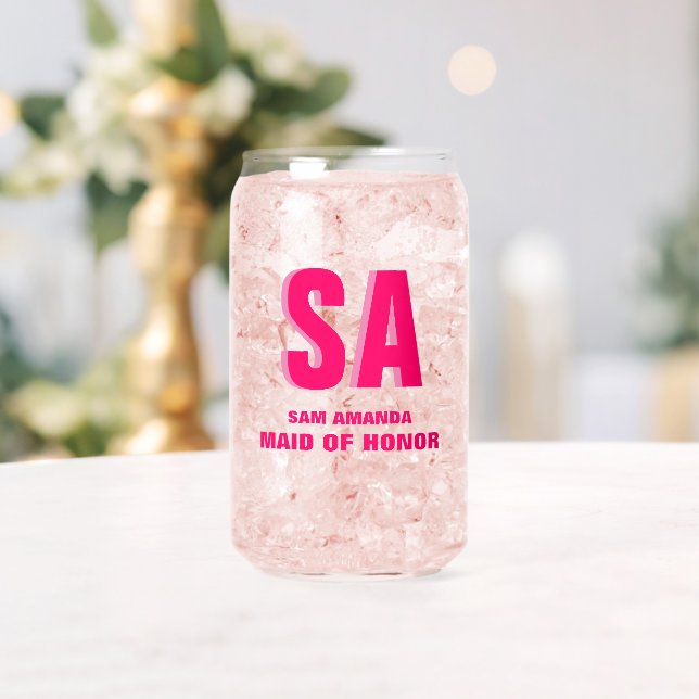 Vaso Con Forma De Lata Monograma Personalizado De Doble Sombra De Honor (Insitu (Boda))