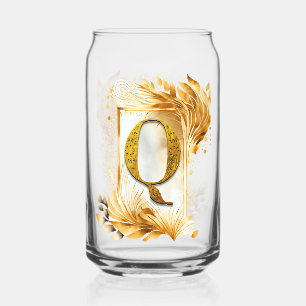 Vaso Con Forma De Lata Monograma Q Decorativo Dorado