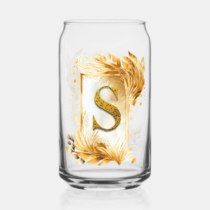 Vaso Con Forma De Lata Monograma S con decoración dorada