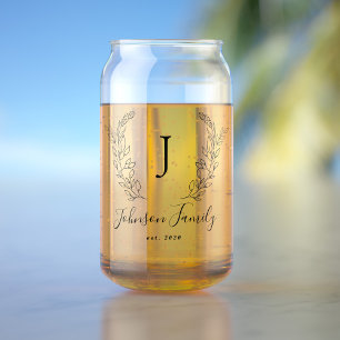 Vaso Con Forma De Lata Monograma y guión de nombre elegante personalizado