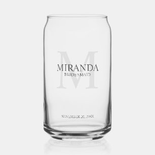 Vaso Con Forma De Lata Monograma y nombre de la dama de honor personaliza