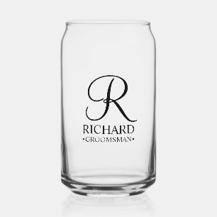 Vaso Con Forma De Lata Monograma y nombre del Groomsman personalizado