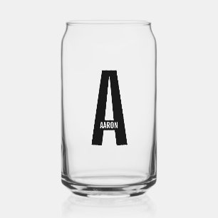 Vaso Con Forma De Lata Monograma y nombre negrita personalizado moderno