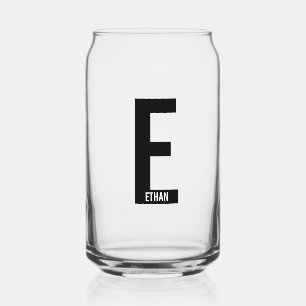 Vaso Con Forma De Lata Monograma y nombre negrita personalizado moderno
